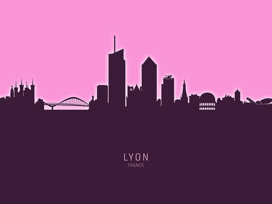 Skyline Digital Art - Lyon France Skyline #27 by Michael Tompsett