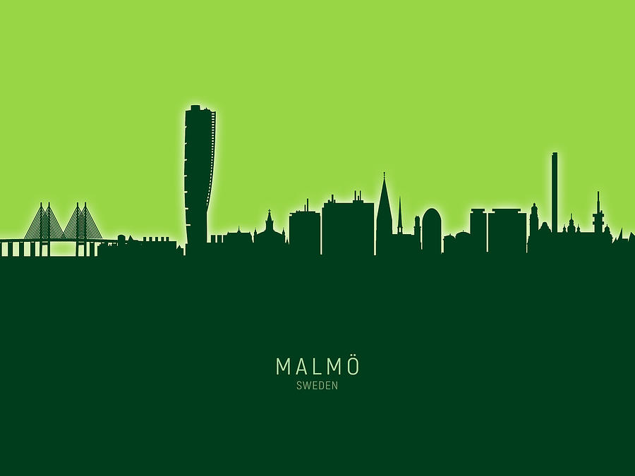 Malmo Sweden Skyline #27 Digital Art by Michael Tompsett
