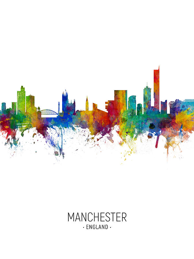 Manchester Skyline Digital Art - Manchester England Skyline #27 by Michael Tompsett