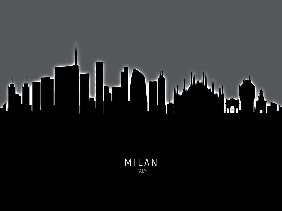 Milan Italy Skyline #27 Digital Art by Michael Tompsett