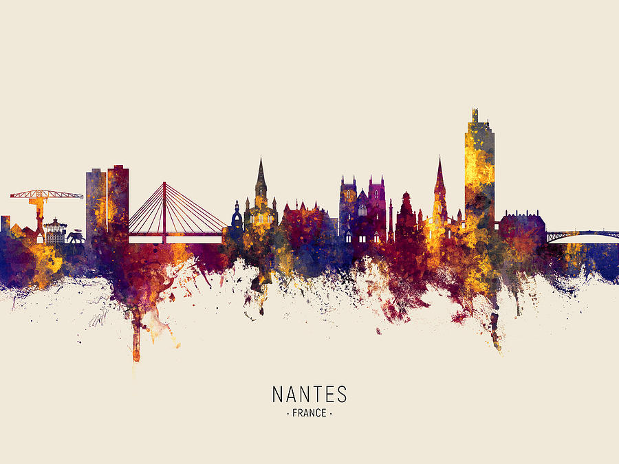 Nantes France Skyline #27 Digital Art by Michael Tompsett