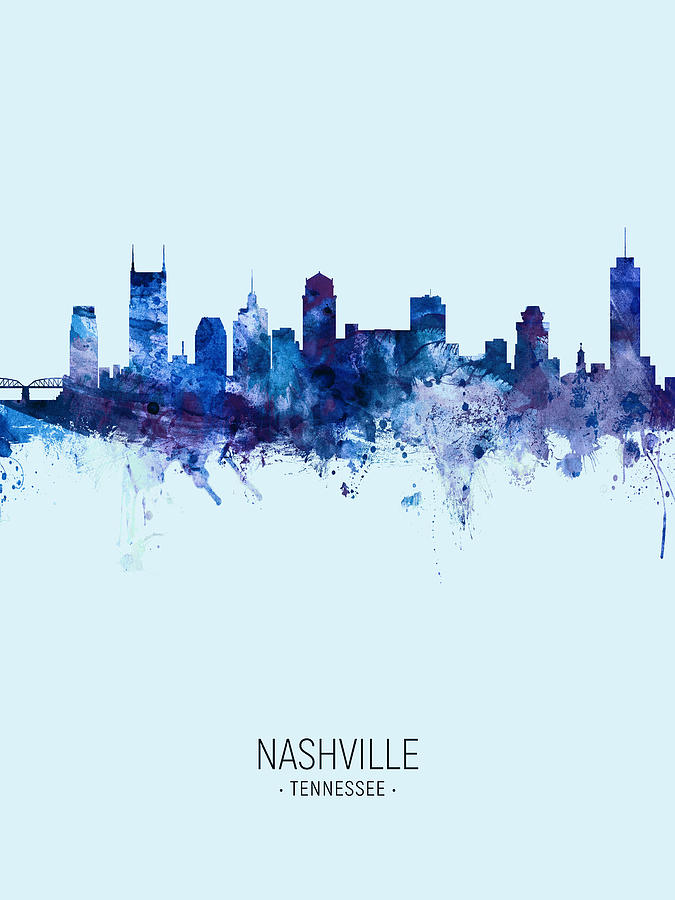 Nashville Tennessee Skyline #27 Digital Art by Michael Tompsett