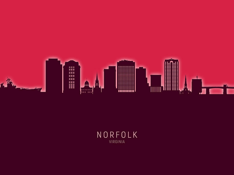 Norfolk Virginia Skyline #18 Digital Art by Michael Tompsett