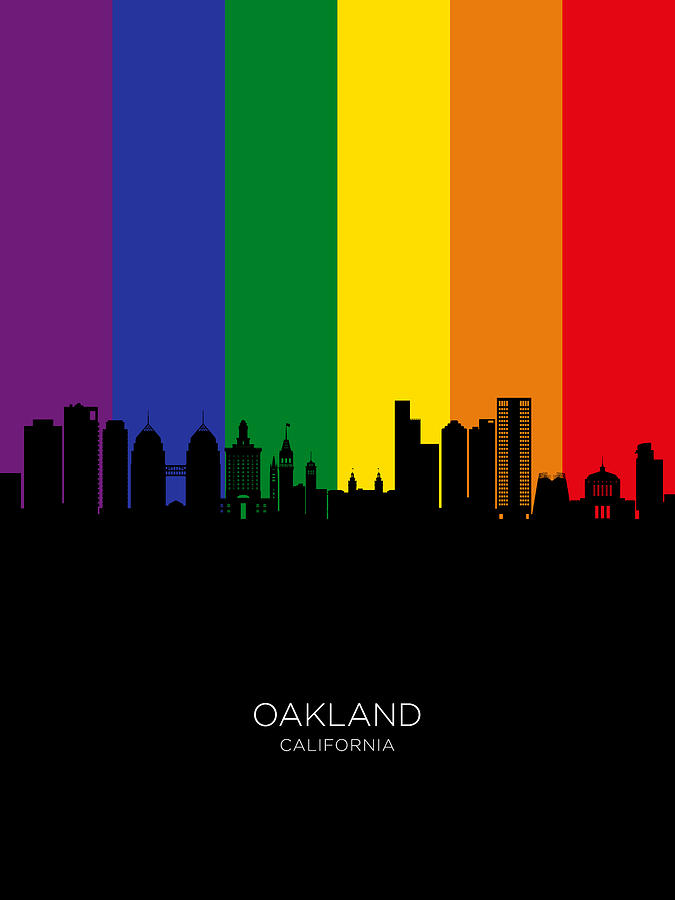 Oakland Digital Art - Oakland California Skyline #27 by Michael Tompsett