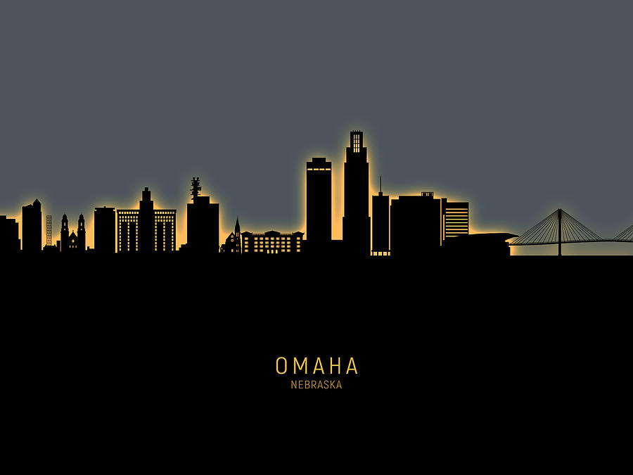 Omaha Nebraska Skyline #27 Digital Art by Michael Tompsett