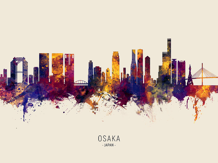 Osaka Japan Skyline #27 Digital Art by Michael Tompsett