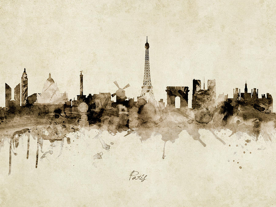 Paris France Skyline #27 Digital Art by Michael Tompsett