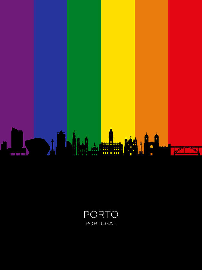 Skyline Digital Art - Porto Portugal Skyline #27 by Michael Tompsett