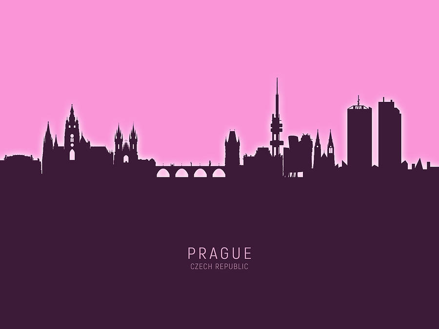 Prague Praha Czech Republic Skyline #27 Digital Art by Michael Tompsett