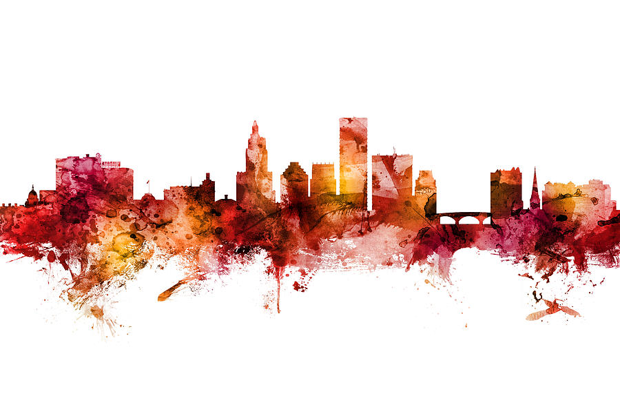 Providence Rhode Island Skyline Digital Art by Michael Tompsett - Fine ...