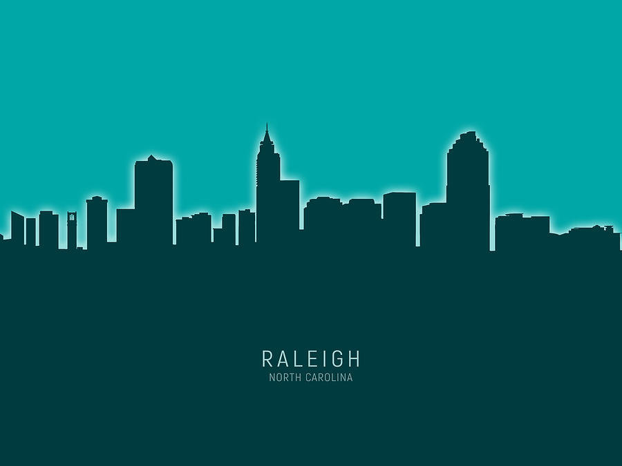 Raleigh Digital Art - Raleigh North Carolina Skyline #27 by Michael Tompsett