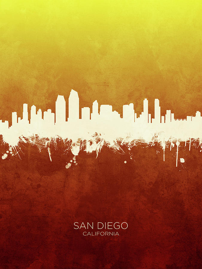 San Diego California Skyline #27 Digital Art by Michael Tompsett