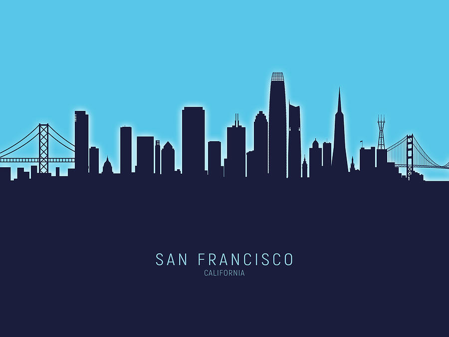 San Francisco California Skyline #27 Digital Art by Michael Tompsett