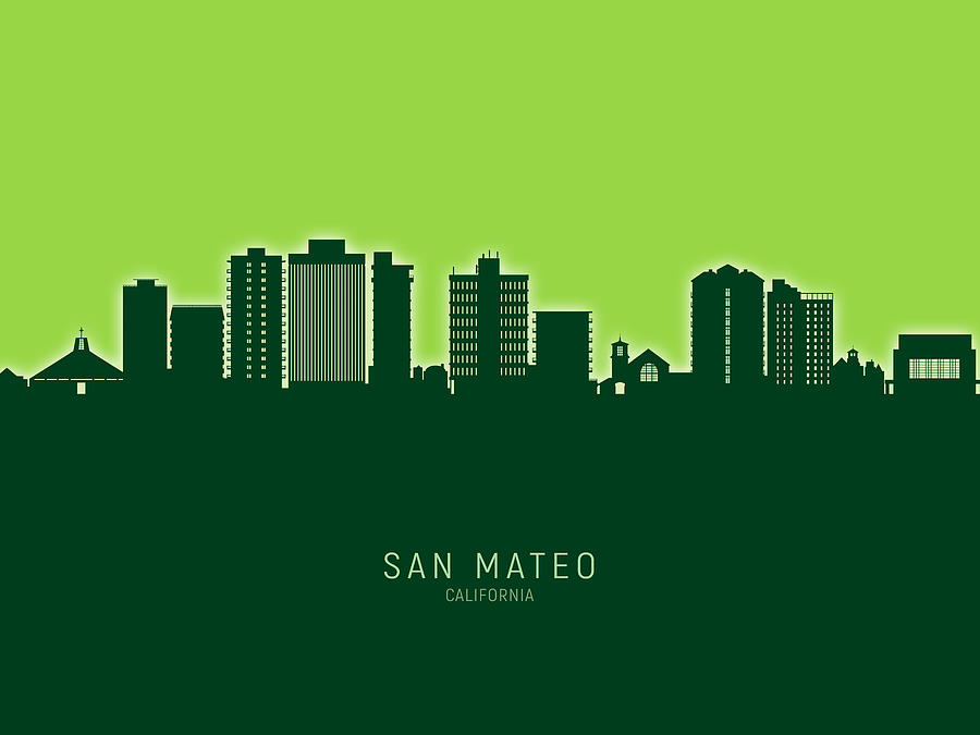 San Mateo California Skyline Digital Art by Michael Tompsett | Fine Art ...