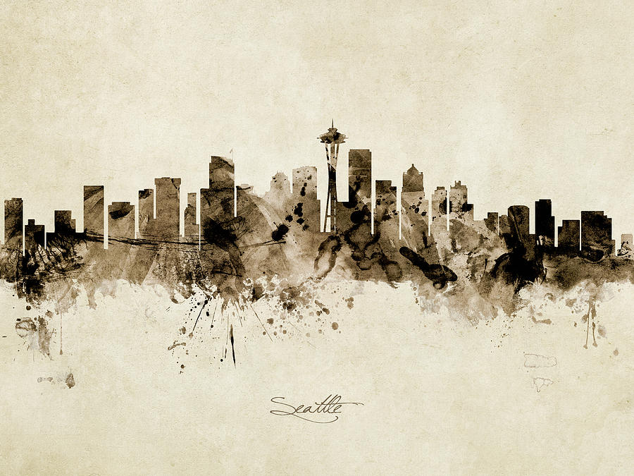 Seattle Washington Skyline #27 Digital Art by Michael Tompsett