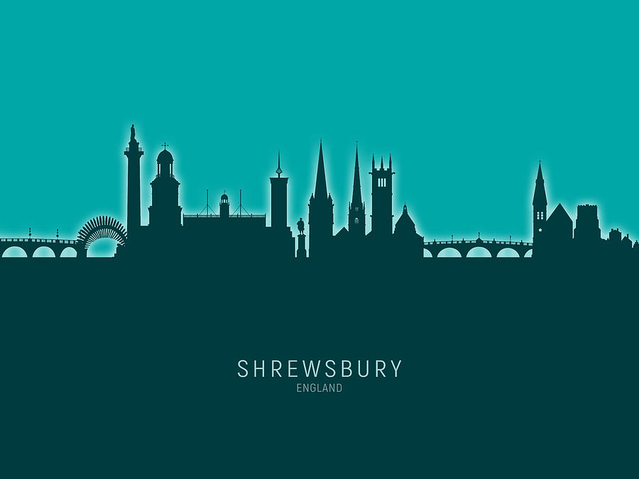 Shrewsbury England Skyline #27 Digital Art by Michael Tompsett