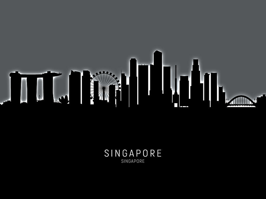Singapore Skyline #27 Digital Art by Michael Tompsett