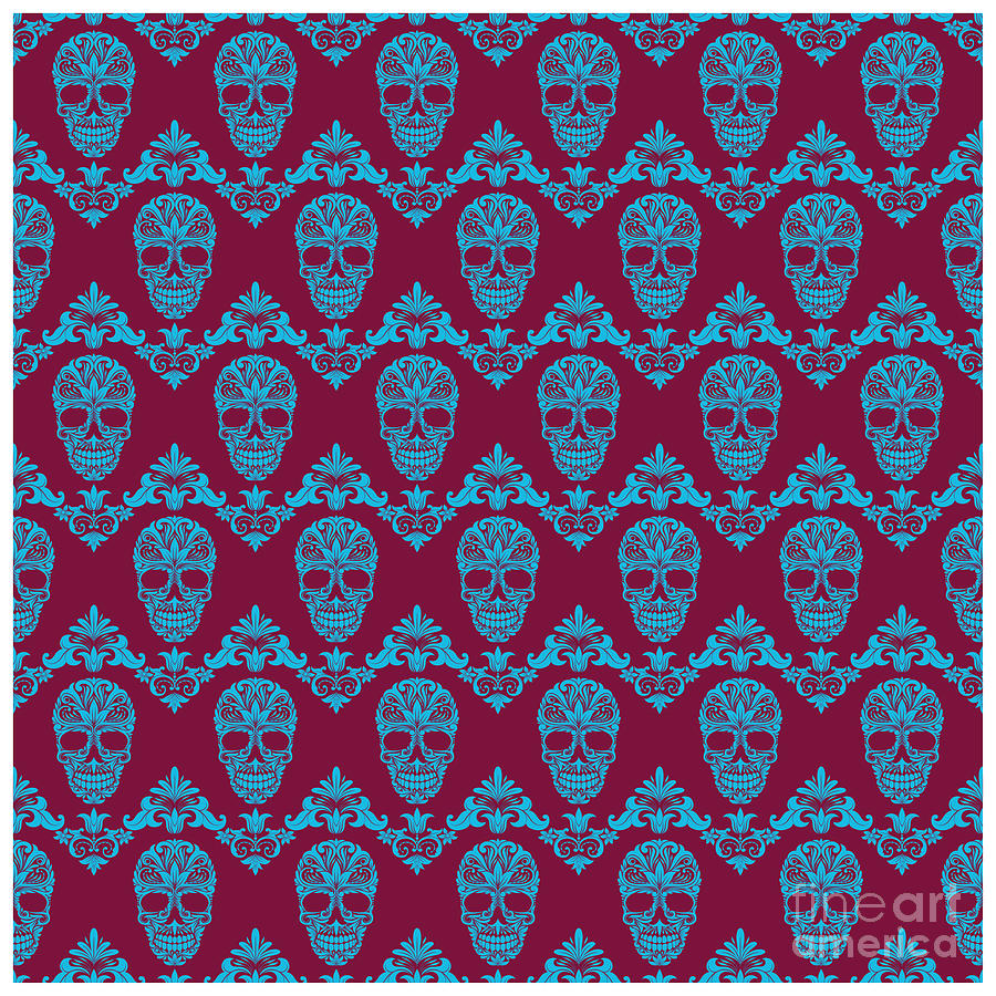 Halloween Digital Art - Skull Pattern Bones Heavy Metal Cemetery #27 by Mister Tee