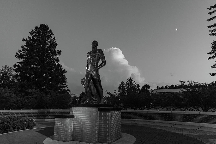 Spartan statue at night on the campus of Michigan State University in East Lansing Michigan #27 Photograph by Eldon McGraw