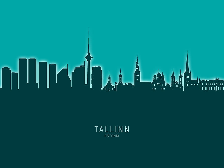 Skyline Digital Art - Tallinn Estonia Skyline #27 by Michael Tompsett