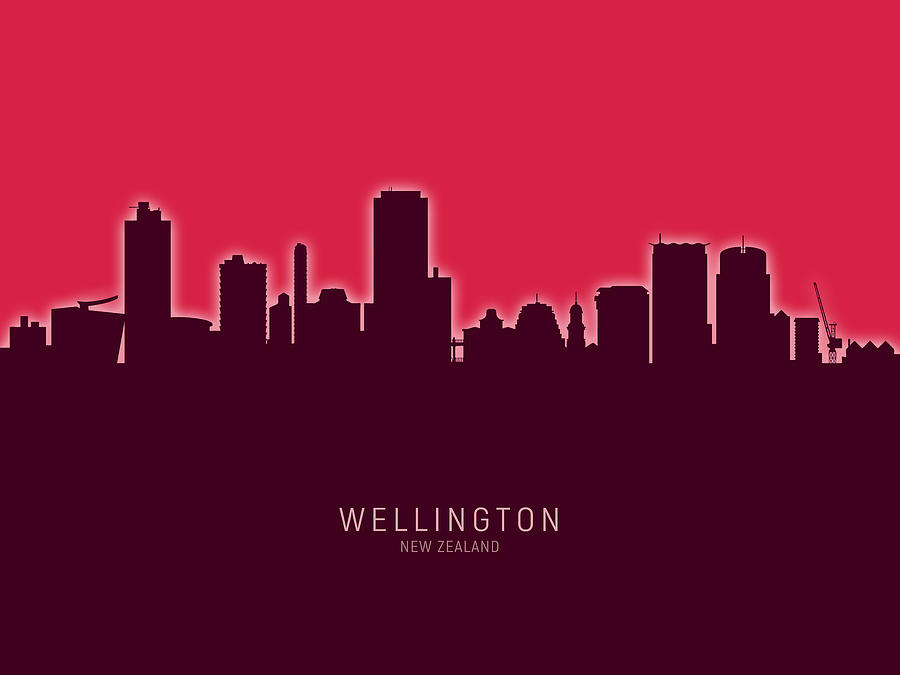 Skyline Digital Art - Wellington New Zealand Skyline #27 by Michael Tompsett