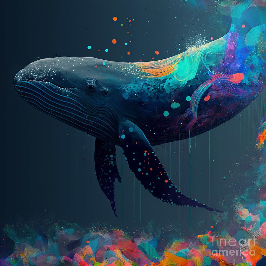 Whales Particle Colorful Deep Digital Art by Somsong Artist - Fine Art ...