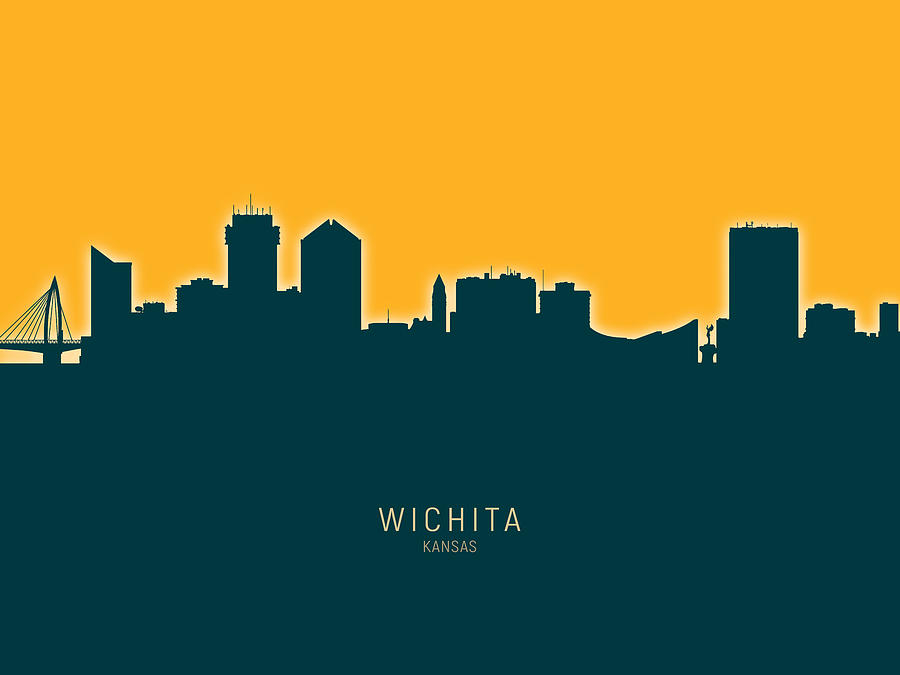 Wichita Digital Art - Wichita Kansas Skyline #27 by Michael Tompsett