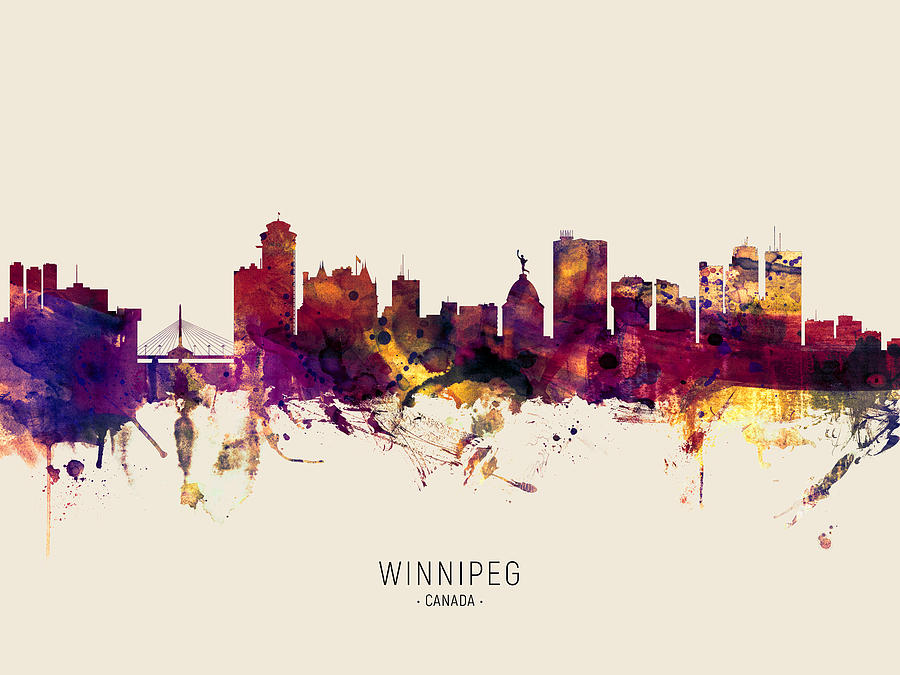 Winnipeg Canada Skyline #27 Digital Art by Michael Tompsett