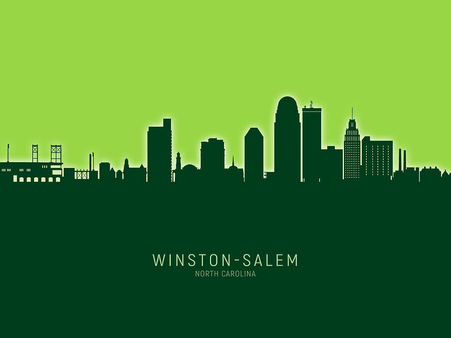 Winston-salem Digital Art - Winston-Salem North Carolina Skyline #27 by Michael Tompsett