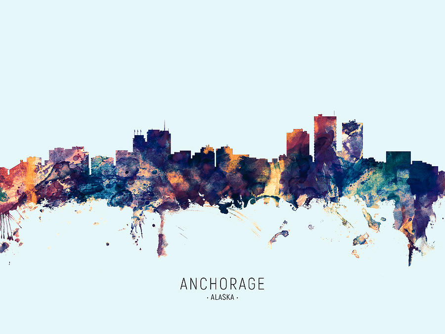Anchorage Digital Art - Anchorage Alaska Skyline #28 by Michael Tompsett
