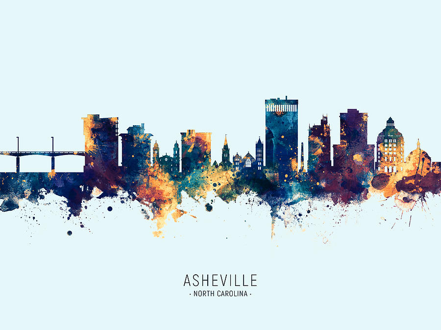 Skyline Digital Art - Asheville North Carolina Skyline #28 by Michael Tompsett