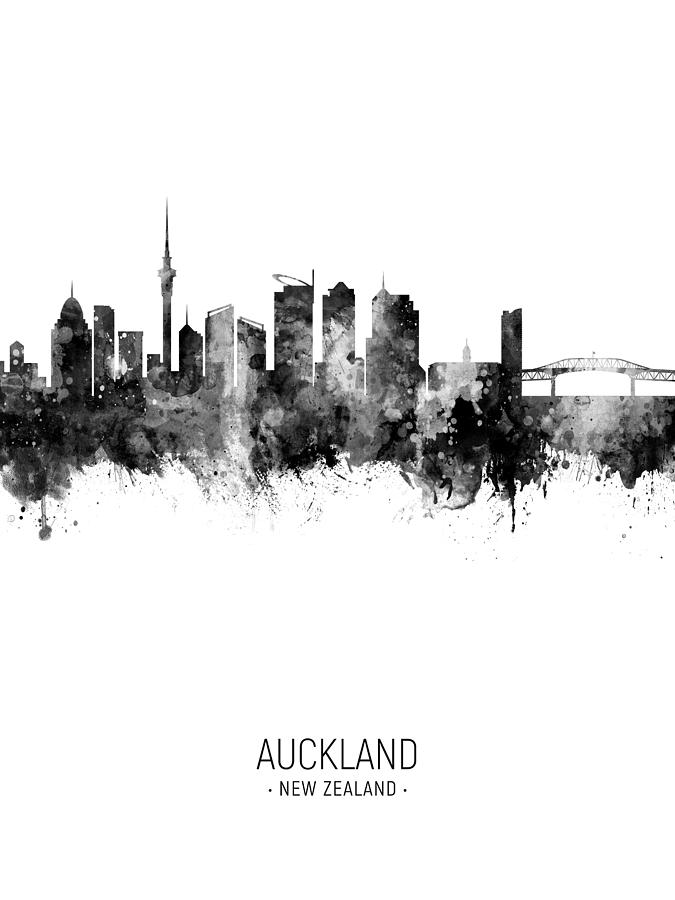 Skyline Digital Art - Auckland New Zealand Skyline #28 by Michael Tompsett