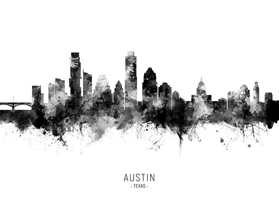 Austin Digital Art - Austin Texas Skyline #28 by Michael Tompsett