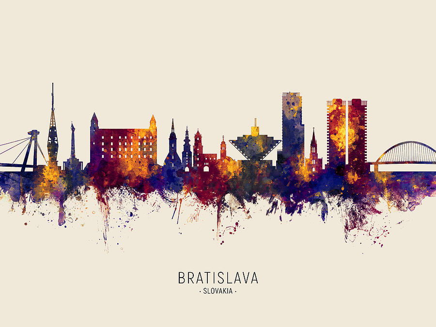 Bratislava Slovakia Skyline #28 Digital Art by Michael Tompsett