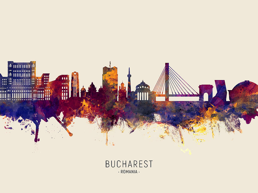 Bucharest Romania Skyline #28 Digital Art by Michael Tompsett