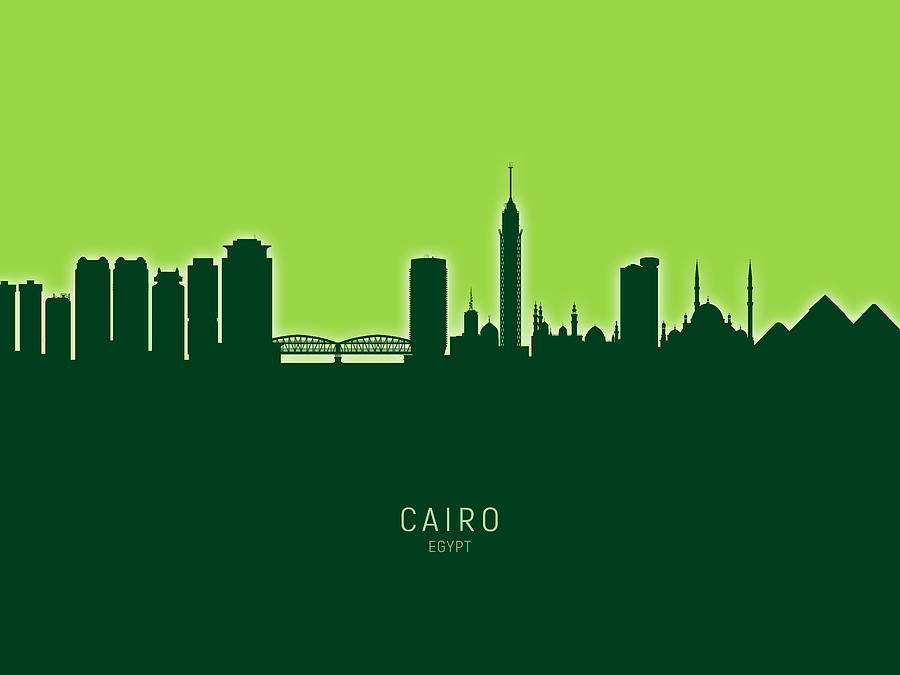 Skyline Digital Art - Cairo Egypt Skyline #28 by Michael Tompsett
