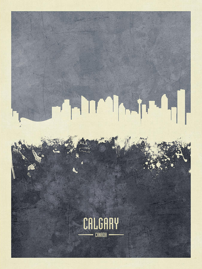 Skyline Digital Art - Calgary Canada Skyline #28 by Michael Tompsett