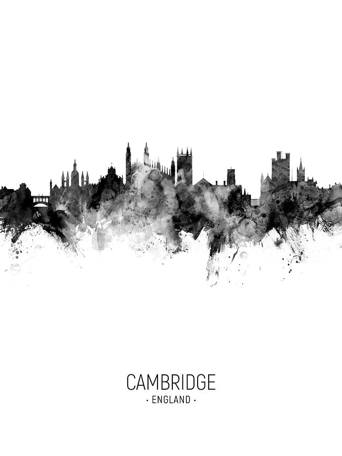 Cambridge Digital Art - Cambridge England Skyline #28 by Michael Tompsett