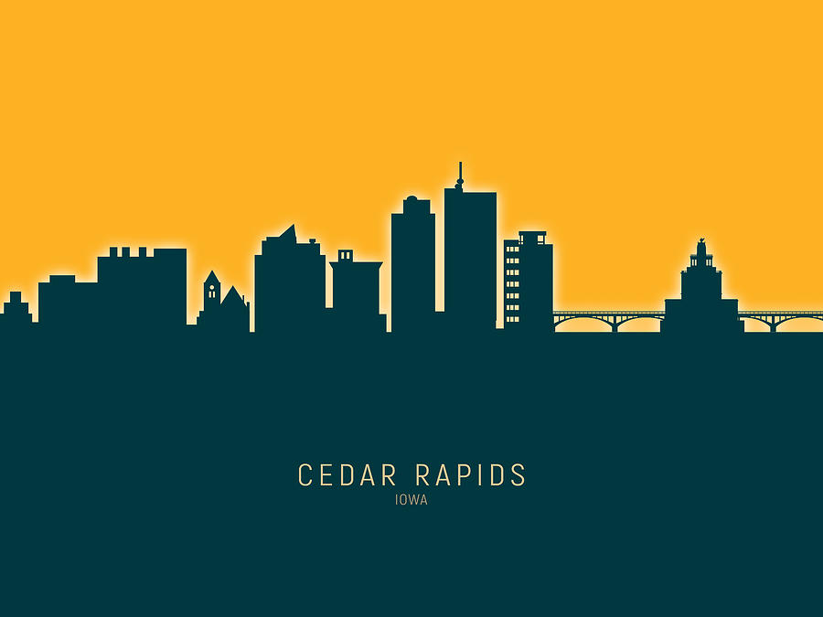 Cedar Rapids Iowa Skyline #28 Digital Art by Michael Tompsett