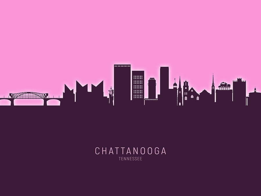 Skyline Digital Art - Chattanooga Tennessee Skyline #28 by Michael Tompsett