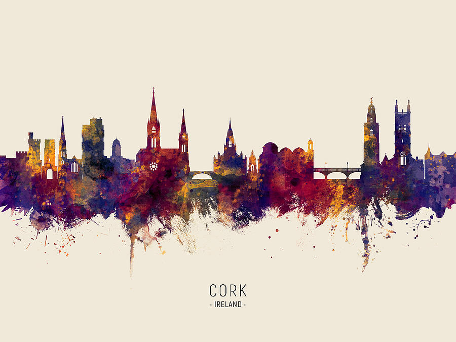 Cork Digital Art - Cork Ireland Skyline #28 by Michael Tompsett