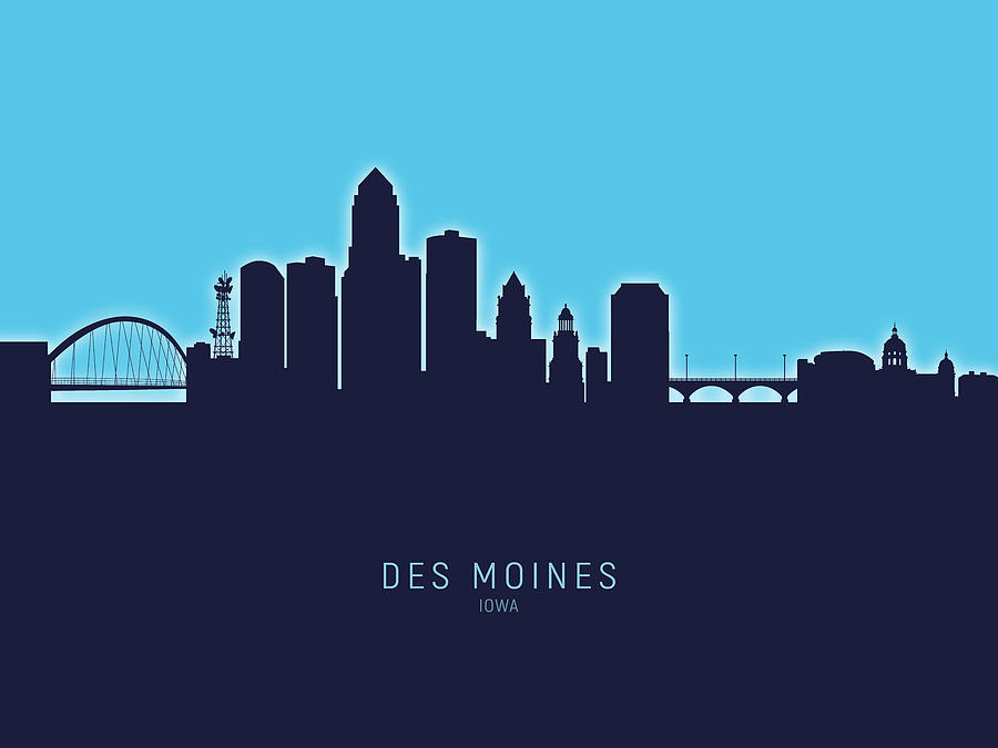 Des Moines Iowa Skyline #28 Digital Art by Michael Tompsett