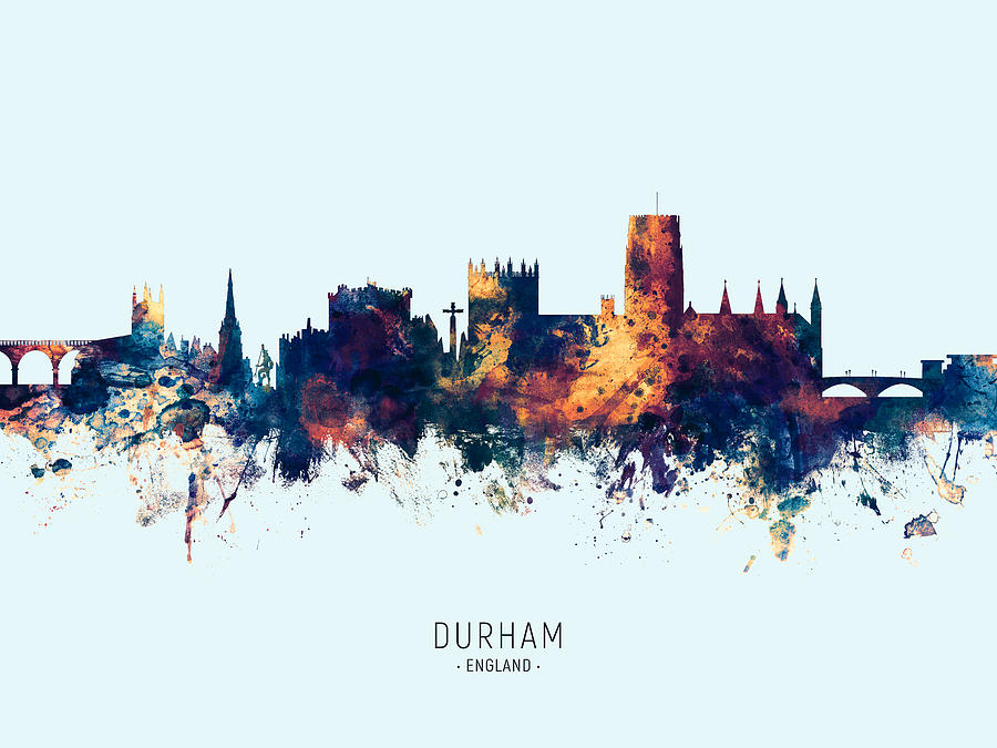 Durham Digital Art - Durham England Skyline Cityscape #28 by Michael Tompsett