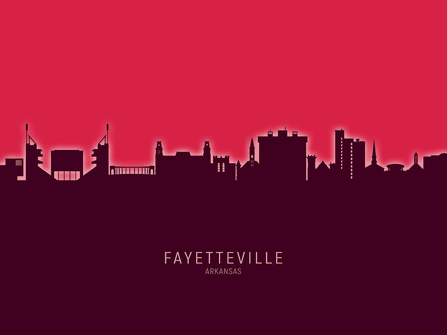 Fayetteville Digital Art - Fayetteville Arkansas Skyline by Michael Tompsett Fayetteville Digital Art - Fayetteville Arkansas Skyline by Michael Tompsett