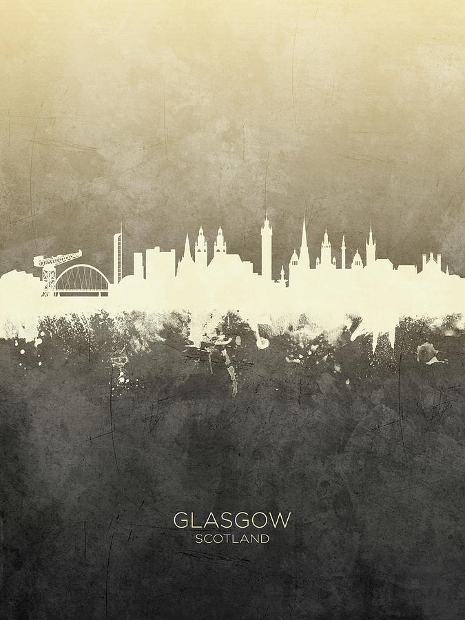 Skyline Digital Art - Glasgow Scotland Skyline #28 by Michael Tompsett