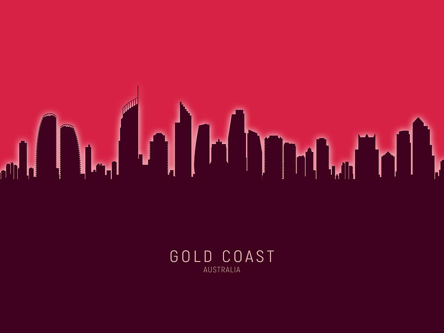 Gold Coast Australia Skyline #28 Digital Art by Michael Tompsett