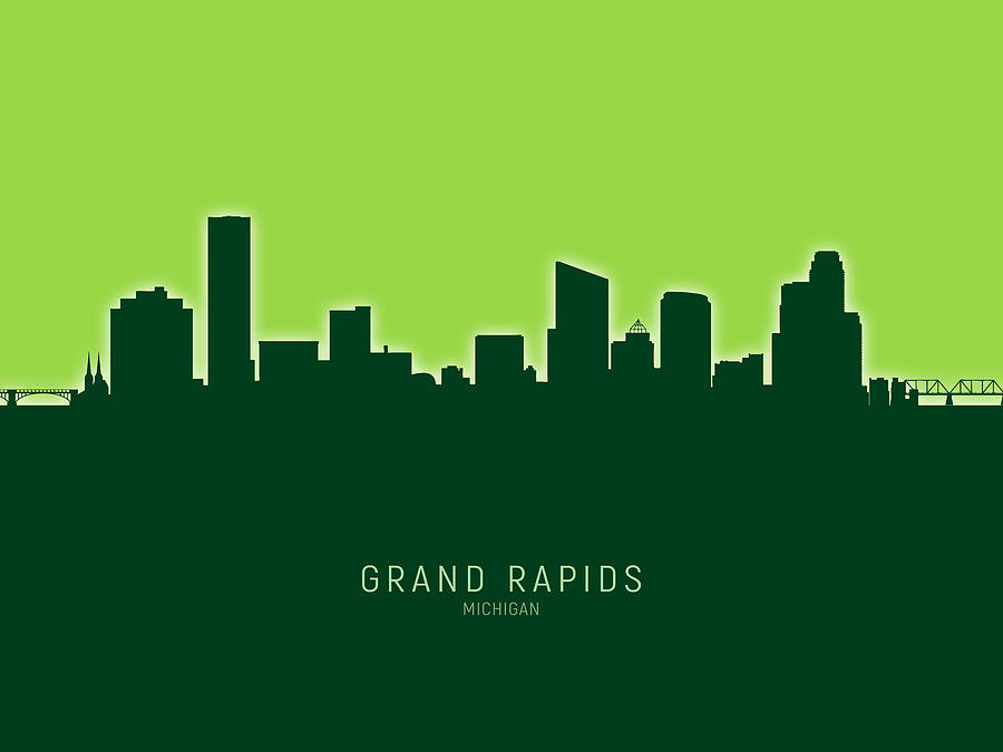 Grand Rapids Michigan Skyline #28 Digital Art by Michael Tompsett - Pixels