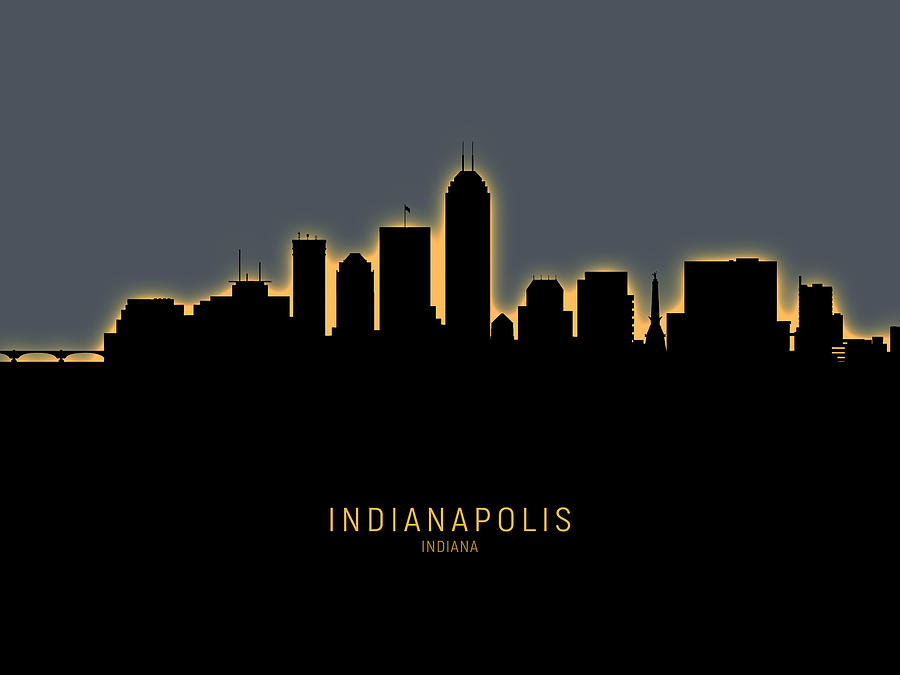 Indianapolis Indiana Skyline #28 Digital Art by Michael Tompsett