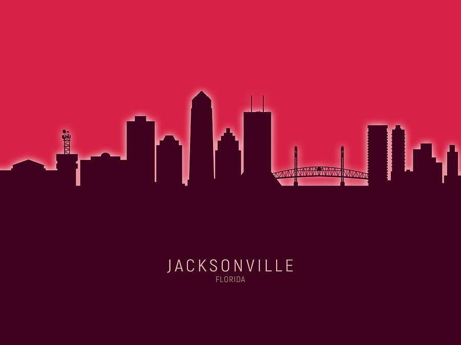 Jacksonville Digital Art - Jacksonville Florida Skyline #28 by Michael Tompsett