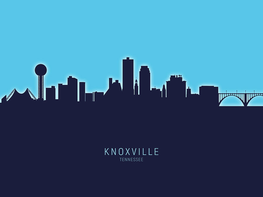 Knoxville Digital Art - Knoxville Tennessee Skyline #28 by Michael Tompsett
